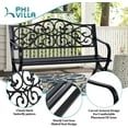 thumbnail image 4 of Garden Bench Metal Patio Bench Outdoor Porch Park Bench Cast Iron Sturdy Steel, 4 of 6