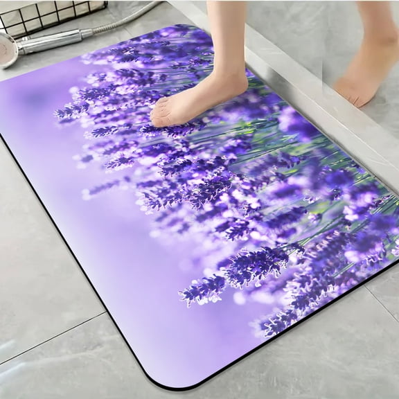 1pc Lavender Field Bloom Bathroom Rug Bathroom Decor and Accessories- Durable,Anti Slip,And Quick Drying,Suitable For Indoor/outdoor Use - Perfect For Bathrooms,Bedrooms,Kitchens