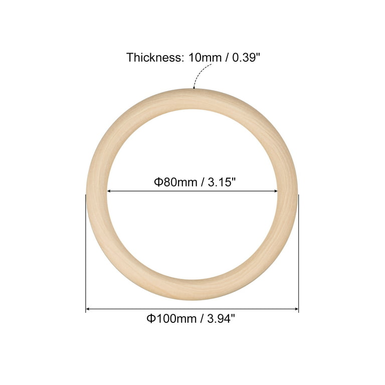High-quality wooden rings for crafting, 4 pieces, diameter 12 cm,  thickness: 10 mm, natural colours