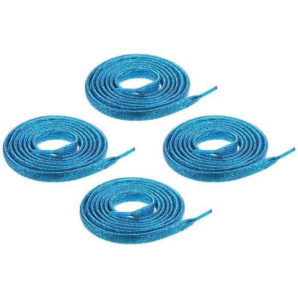 2 pares de cordones planos brillantes, 51" cordones metálicos brillantes para zapatillas, botas, patines, zapatos de correr, azul cielo