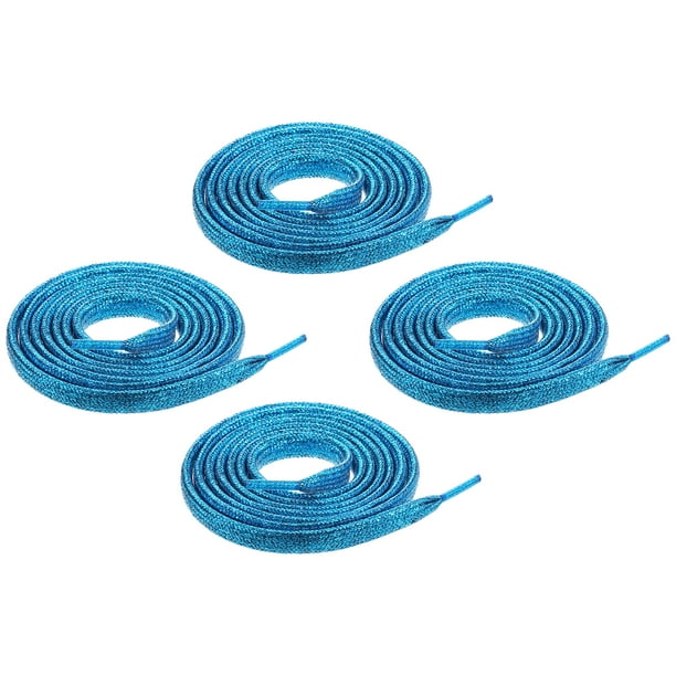 2 pares de cordones planos brillantes, 43" cordones metálicos brillantes para zapatillas, botas, patines, zapatos de correr, azul cielo