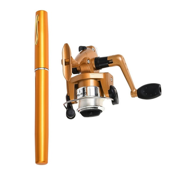 BIBABLYKE Pocket Collapsible Fishing Rod Reel Set, Mini Pen Fishing Rod Set Pen Shaped Telescopic Fishing Rod with Fishing Reel