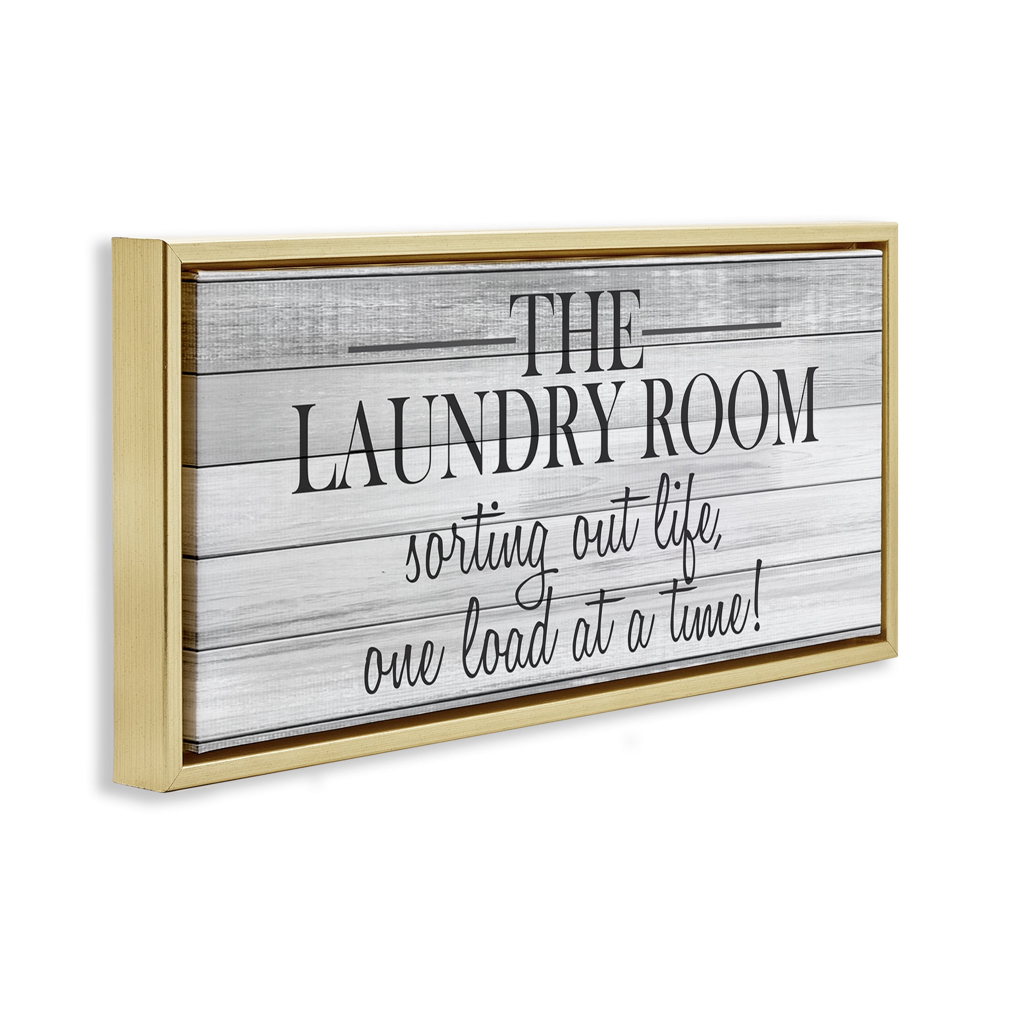 Stupell Industries Laundry Sorting Out Life Typography Painting Gold Floater Framed Canvas Art Print Wall Art, 25 x 11