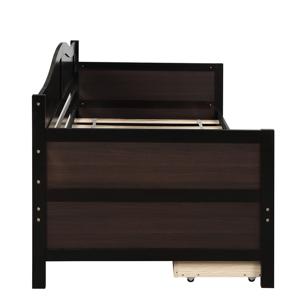 Kepooman Twin Size Wooden Daybed with 2 Drawers for Bedroom Living Room, 78.2"L x 42.3"W x 35.4"H, Espresso Kepooman Twin Size Wooden Daybed with 2 Drawers for Bedroom Living Room, 78.2"L x 42.3"W x 35.4"H, Espresso