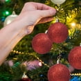 thumbnail image 4 of Adornos navideños de 5 pulgadas - Bolas de purpurina irrompibles para árbol/corona, paquete a granel de bolas colgantes de plástico, decoración navideña para fiestas y hogar (rojo), 4 of 5