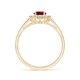 thumbnail image 3 of Angara Lab Grown Ruby Ring with Lab Diamond Halo in 14K Yellow Gold for Women (Size-7x5mm) | Princess Diana Lab Created Ruby Ring (Ring Size - 10), 3 of 9
