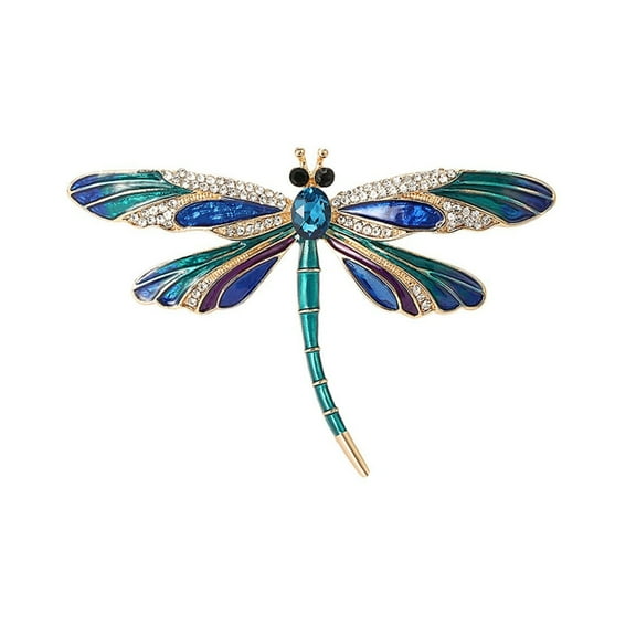 AOOOWER Exquisite Dragonflies Crystal Brooch Lapel Pin for Vintage Jewelry Enthusiasts