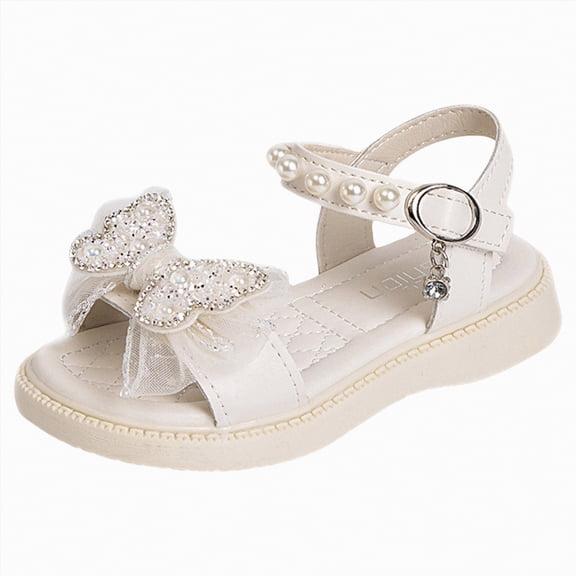Ccpelsie Cute Open Toe Braided Strappy Summer Sandals Flower Girl Dress Shoes for Beach Party(White,13)