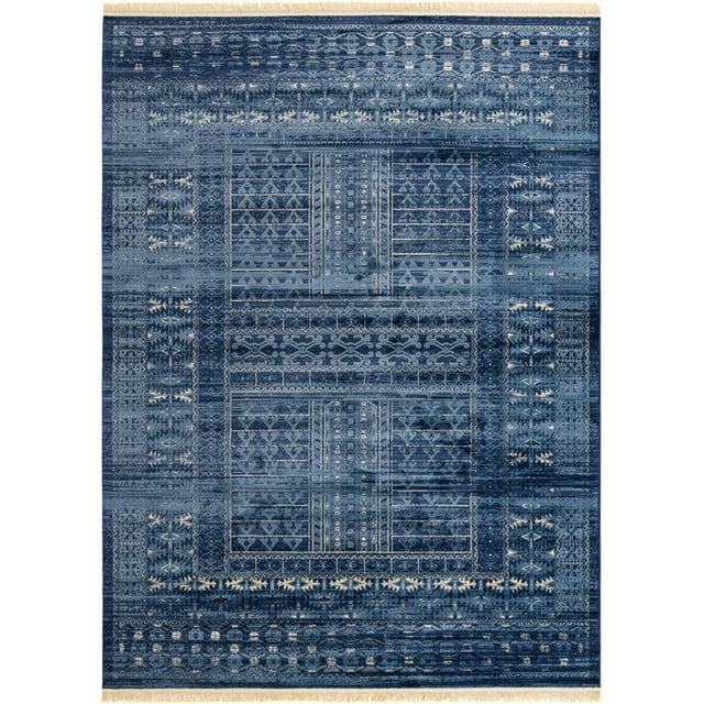 Unique Loom Quartier Rustique Zone Frontalière Tapis 10' x 13' Rectangle Bleu/bleu Marine