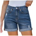 thumbnail image 3 of Huesdet Women's High Waisted Stretchy Denim Shorts Jean Shorts Blue,XL, 3 of 9