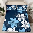 thumbnail image 2 of Homewish Country Floral Queen Sheet Sets,Ustic Flower Flat Sheet,Blue White Queen Fitted Sheet For Men Women,Breathable Home Decor,4-Piece, 2 of 7