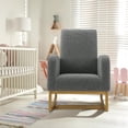 thumbnail image 3 of Ourlova Upholstered Glider Rocking Chair High Back Nursery Chair with Side Pocket Wood Legs 300lbs Capacity Modern Rocker for Breastfeeding Storytime Dark Gray, 3 of 9
