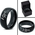 thumbnail image 4 of Tungsten Optomistic Hope Awareness Ribbon Band Ring 8mm Men Women Comfort Fit Black Dome Polished, 4 of 4