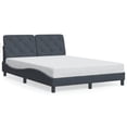thumbnail image 1 of vidaXL Bed Frame with Headboard Dark Grey 137x190 cm Velvet, 1 of 5
