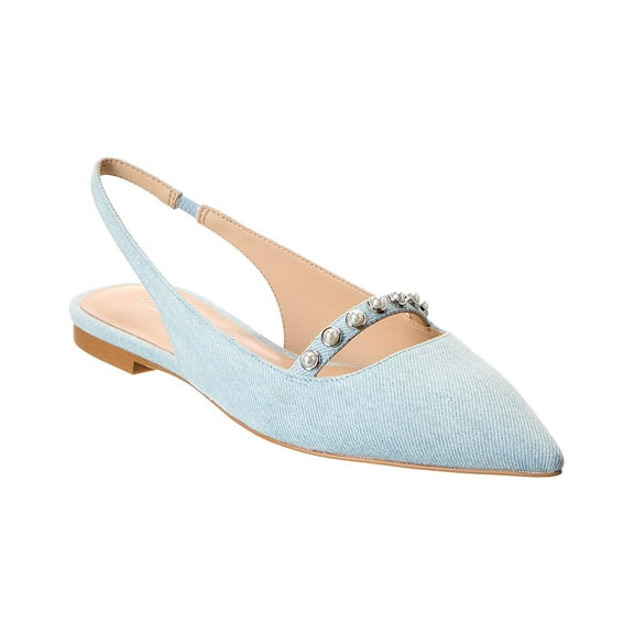 Stuart Weitzman Pearl Denim Slingback Flat, 7, Blue