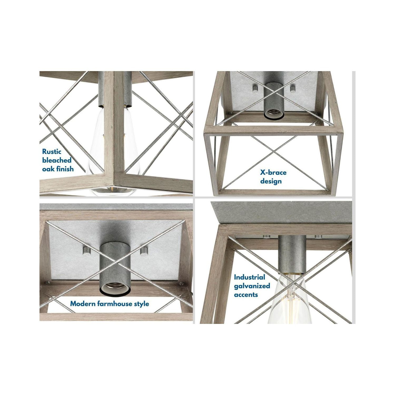 Progress Lighting Briarwood Collection 1 Light 9.5" Farmhouse Galvanized Flush Mount Ceiling Light