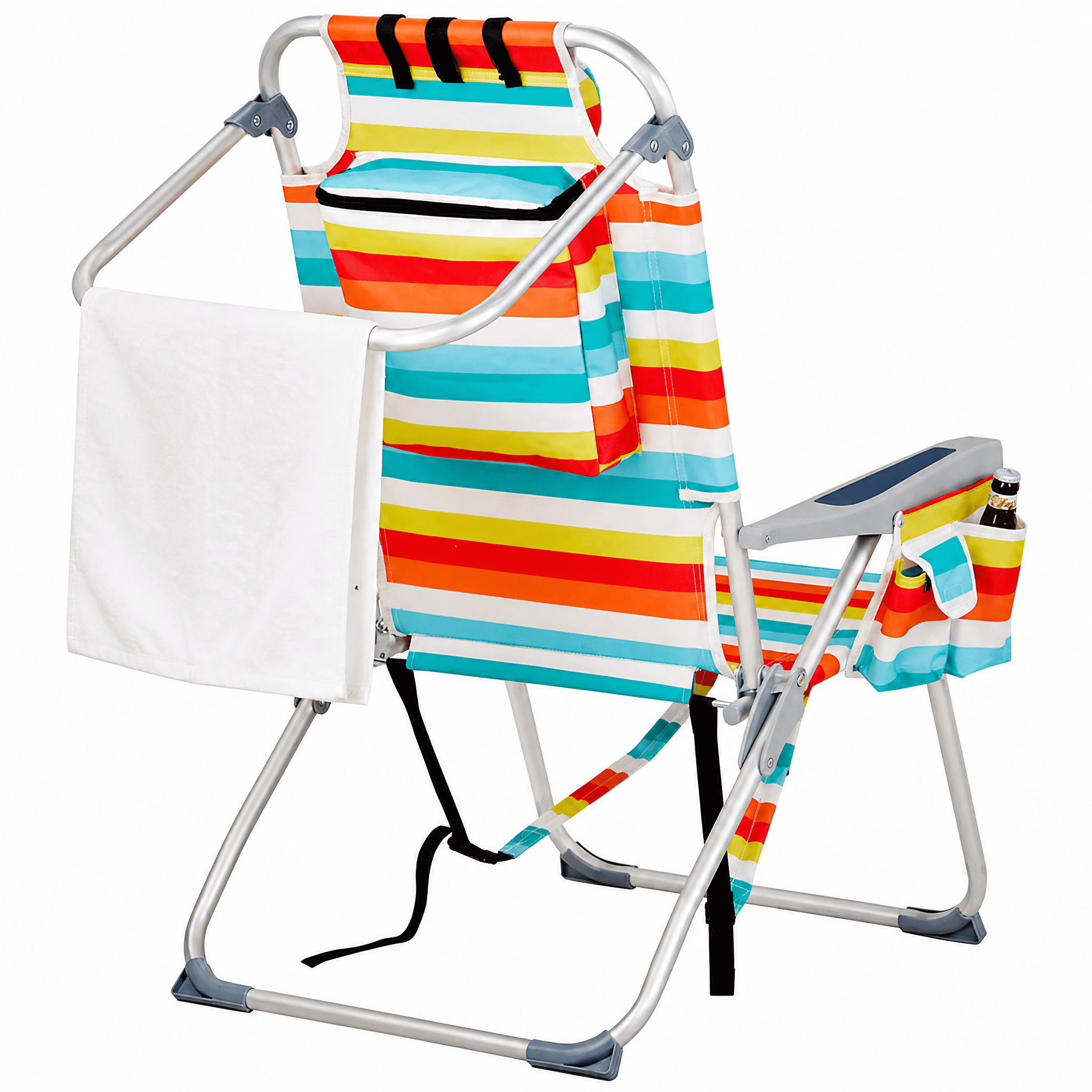 Aluminum Tube Bearing 100kg Beach Chair Rainbow Stripes