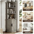 thumbnail image 3 of HARIPUL Corner Cabinet, 5-Tier Farmhouse Corner Storage Cabinet w/ Doors, 63”Tall Corner Cabinet for Small Space, Wooden Corner Cabinet Organizer for Bathroom, Kitchen, Living Room, Gray, 3 of 7