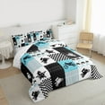 thumbnail image 5 of Manfei Modern Motorcycle Print Full Size Comforter Sets, Checkered Flag Bedding Comforter Set, Dirt Bike Lover Reversible Bedding Sets, Lightweight Room Decor, 3-Piece, 5 of 8