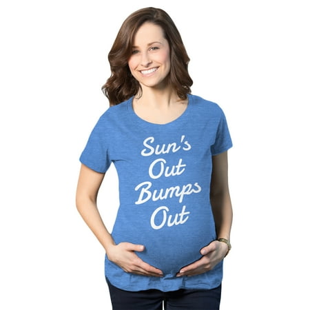 

Maternity Suns Out Bumps Out Tshirt Funny Summer Pregnancy Tee (Heather Light Blue) - XXL