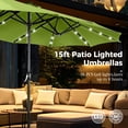 thumbnail image 5 of Alpha Joy 15ft Extra Large Outdoor Patio Double-Sided Umbrella with Solar Lights & Umbrella Base, Lime, 5 of 6