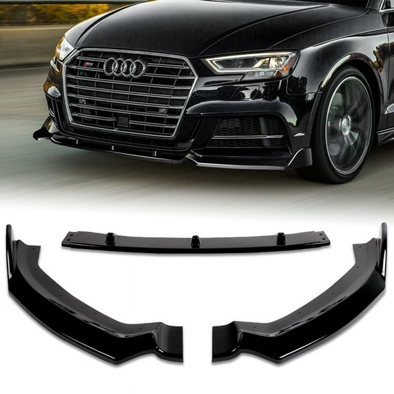 For 2017-2020 Audi A3 S3 Sport Painted Black Front Bumper Body Kit Spoiler Lip