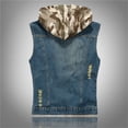 thumbnail image 6 of Men Fashion Denim Vest Lapel Sleeveless Trendy Slim Fit Retro Ripped Casual Cool Jean Jackets, 6 of 6