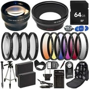 Ultimaxx 58MM Accessory Kit for Canon EOS Rebel T7, T6, T5, T3, T100, 4000D, 3000D, 2000D, 1500D, 1300D, 1200D 1100D, and More; Includes: 2X LP-E10 Batteries, Filter Kits, Backpack & More
