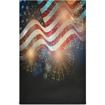 

Hyjoy 4Th of July Fireworks American Flag Kitchen Dish Towels Set of 6 Dishcloths Absorbent Soft Towels Hand Towels Tea Towels 18 x 28