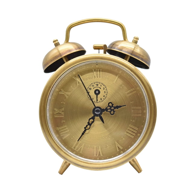 Reloj despertador mecánico retro, silencioso, dorado, con mecanismo de relojería, vintage, para mesita de noche, moderno, de cobre puro, para decoración de dormitorio s202412241017