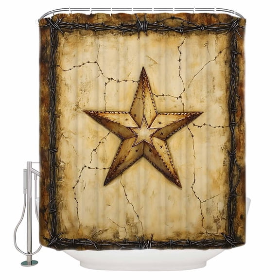Small Stall Shower Curtain 36x78 Inch Narrow Half Size Texas Star Country Bath Curtains Bathroom Decor Western Stars Retro Waterproof Fabric Shower Curtain Set with Hooks 36 Inch