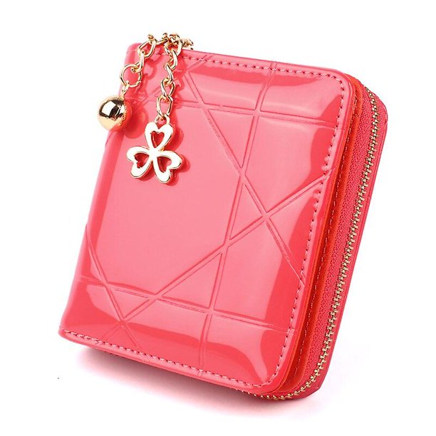 Monedero multicolor de Pu para mujer, tarjetero pequeño corto, monedero para mujer, billetera de cuero con relieve de charol para pasaporte, novedad