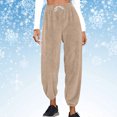 thumbnail image 4 of cfhntfmh Womens Fuzzy Pajama Pants Fluffy Fleece Lounge Pants Plush Warm Pj Bottoms Straight Leg Flannel Sleepwear Trouser, 4 of 6