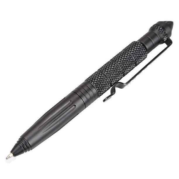 Bolígrafo táctico multiherramienta para exteriores, bolígrafo multiherramienta de aleación de aluminio, cuchillo de cristal, herramienta de supervivencia al aire libre Edc, bolígrafo negro TUNC Sencillez