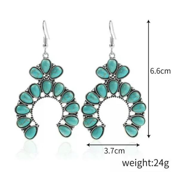 EOEMY Boho Retro 925 Silver Turquoise Earrings Dangle Drop Hook Ear Stud Women Jewelry-#12