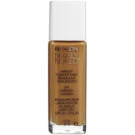 4 Pack Revlon Nearly Naked Liquid Makeup Broad Spectrum SPF 20, #260 Caramel, 1 Fluid Ounce