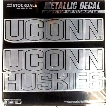 University of Connecticut Huskies Uconn 6 Inch Decal Sticker, Metallic Chrome Shimmer Design