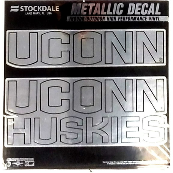 University of Connecticut Huskies Uconn 6 Inch Decal Sticker, Metallic Chrome Shimmer Design