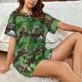 thumbnail image 4 of Wukai Australian White Tree Frog Sitting on Branch Women's Pajama Set,Short-Sleeve Top and Shorts with Elastic Waistband and Pockets for Loungewear, Yoga, and Casual Wear-X-Large, 4 of 6