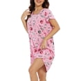 thumbnail image 4 of FOREEMME Nightgowns for Women Cotton Night Shirts Short Sleeve Night Gown Dress Casual Pajamas Soft Cartoon Sleepwear M Pink Cat, 4 of 8