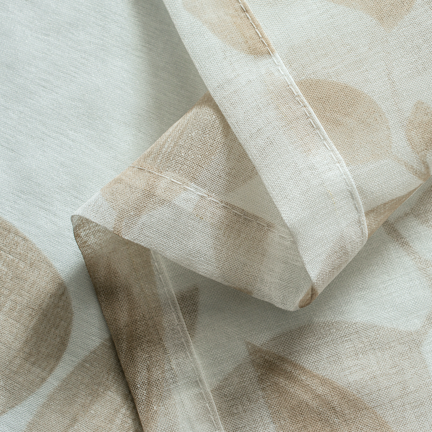 Leaf Vine Leaf Printed Sheer 76" x 96" Window Panel Pair in Linen