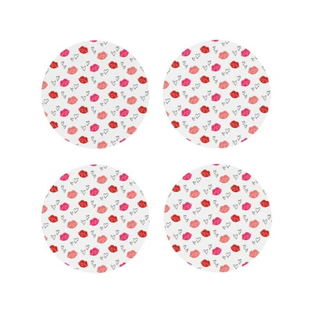 

Yiaed Red Lips 1 Print Leather Coasters for Drinks - Cup Coasters Coffee Table Kitchen Table Bar Home & Office Gifts Handmade Drink Coasters-Round Shape