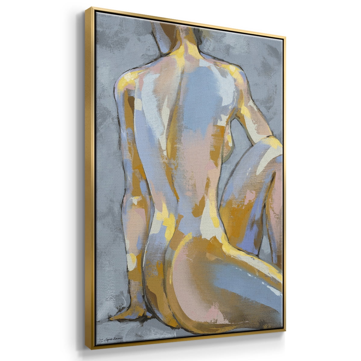 Grey Maiden II Framed Premium Gallery Wrapped Canvas - Ready to Hang - 27 x 41 - Gold Floating Frame