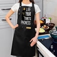 thumbnail image 2 of 2 Pack Adjustable Bib Apron with Pockets - Stylish Black Apron with ' LIVE YOUR TIGRES PHONES ' Design Perfect for Cooking & Chefs, 2 of 5
