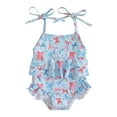 thumbnail image 1 of Yammkia Girls One-Piece Swimsuits Girls Swimsuit One Piece Swimsuits Ruffle Ruched Bathing Suit Adjustable Straps Padded Swimwear (Light Blue,2-3 Years), 1 of 6