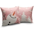 thumbnail image 2 of Pink Christmas Throw Pillow Covers 20x20 Lovely Snowman Pillowcase Set of 2 White Xmas Tree Pillow Covers for Holiday Decorations Living Room Cotton Linen Cushion Case, 2 of 4