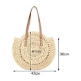 thumbnail image 2 of Bolso de hombro para mujer bolsos grandes redondos huecos tejidos de verano a la moda color blanco, 2 of 6