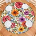 thumbnail image 2 of Pioneer Flower Floral Print Pattern Round Fitted Tablecloth with Elastic Edge,Dining Table Cover Waterproof,Outdoor Round Tablecloth for Camping,Dining,Indoor and Outdoor, 2 of 7