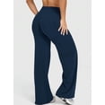 thumbnail image 6 of DENTOYOU 2 Pack Yoga Wide Leg Pants Women's Straight Leggings Bottoms High Waist Butt Lifting Pants Casual Workout Gym Leggings Black/Blue XL, 6 of 6