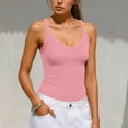 thumbnail image 3 of FAIWAD Going Out Tops for Women Summer V Neck Ribbed Knit Camisole Casual Sleeveless Slim Fitted Basic Cami Shirts, 3 of 7